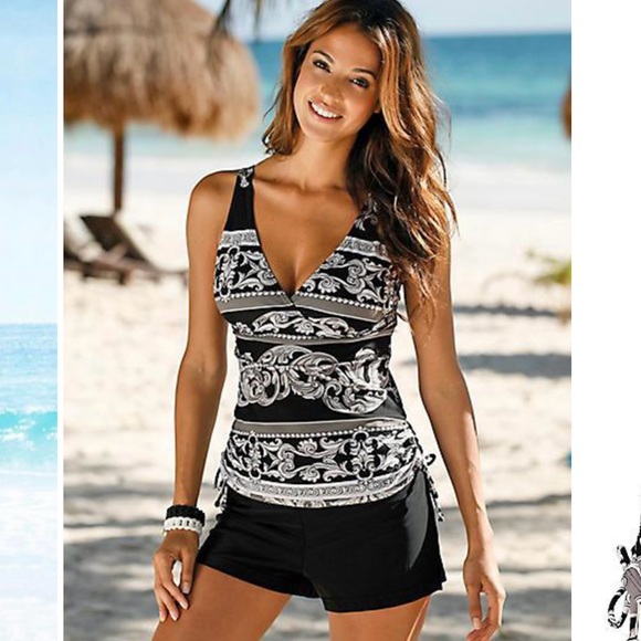 Modlily Ornate Print Wide Strap Tankini Set - Picture 10 of 10